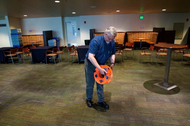 Spencer West volunteered to lay the temporary hearing loop for free.